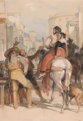 Een straattafereel in Granada op de dag van het stierengevecht